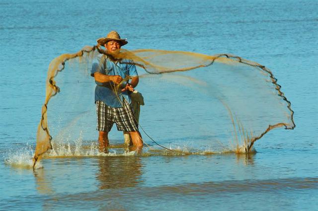 рыбалка кастинговой сеткой на мелководье
